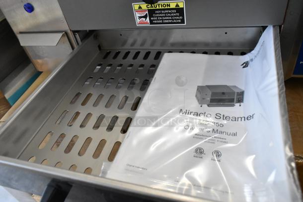 BRAND NEW AJ Antunes MS-355 Miracle Steamer, stainless steel, 115V, 1 Phase; includes owner's manual. Scratch and dent condition.