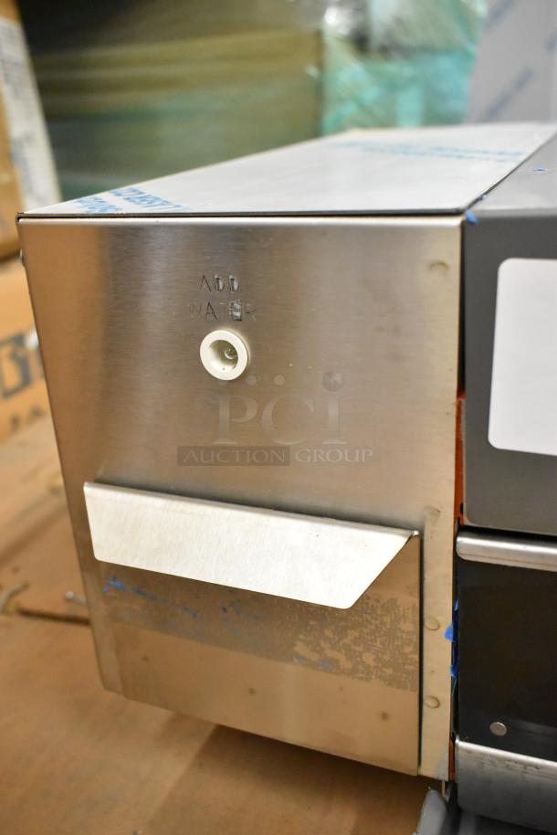 BRAND NEW AJ Antunes MS-355 stainless steel commercial countertop steamer. Scratch and dent condition. 115V, 1 phase.