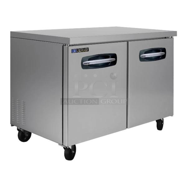 BRAND NEW Master Bilt UR48 stainless steel 2-door undercounter cooler, 115 volts, 1 phase, in original box.