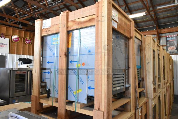 Brand new 2022 BKI 52473-1 stainless steel meat freezer in crate. Features include commercial casters, 115 volts, 1 phase.