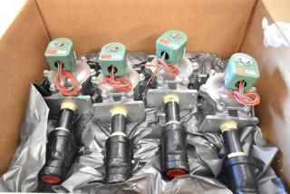 Box of 4 brand new Antunes shutoff valves, model MS-355CF, sealed in original packaging.