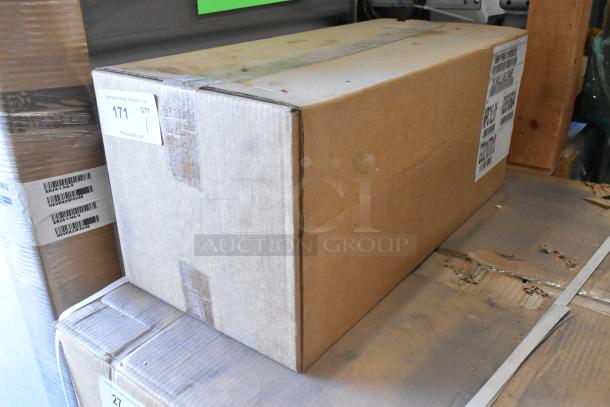 New Henny Penny MPC1L.01 stainless steel holding bin in original packaging, 120V, noted as scratch and dent, box labeled with item details.