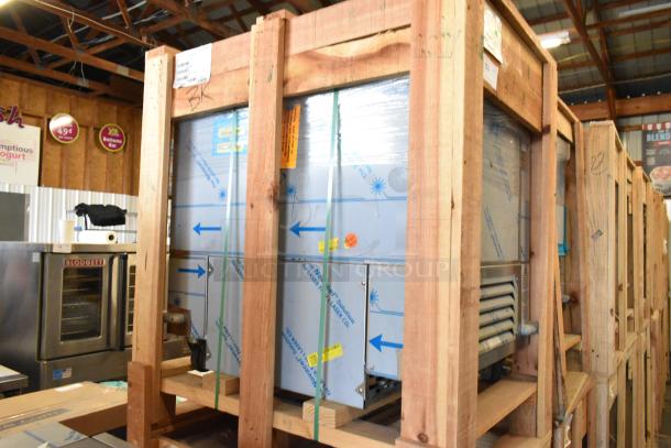 BRAND NEW BKI 52473-1 stainless steel commercial meat freezer in crate, on casters, 115V, 1 Phase, 2022 model.