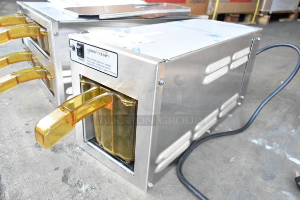Henny Penny MPC-1L and MPC-22 stainless steel holding bins, 120V, 1 phase, brand new, features durable construction and power indicators.