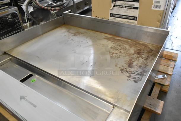 Brand new Southbend PE36N-TTT stainless steel countertop griddle, electric, 208V, 1 phase, visible package labels.