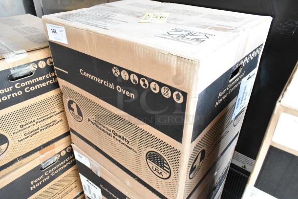 Brand new Amana AOC24 commercial microwave in box. Stainless steel, touchscreen, 208-240V, 2021 model.