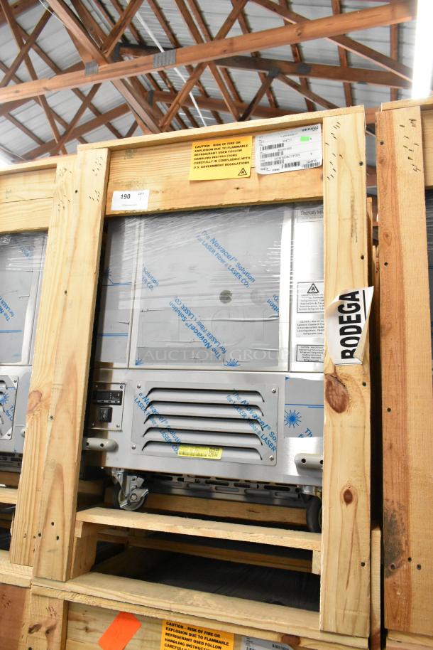 BRAND NEW 2022 BKI 52473-1 stainless steel commercial meat freezer in crate, on casters, 115V, 1 phase.