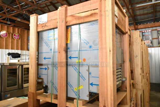 BKI 52473-1 stainless steel commercial meat freezer, brand new in crate, on casters. 115 volts, 1 phase.