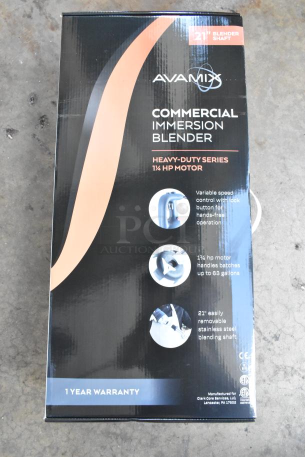 AvaMix 928IBHD21 21" Heavy-Duty Immersion Blender, 1 1/4 hp, variable speed, new in box with warranty, minor dents.