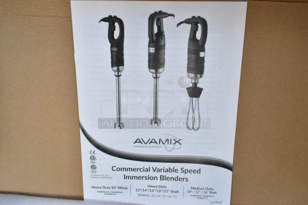 4 new AvaMix 928IBHD21 21" heavy-duty immersion blenders, 1 1/4 hp, variable speed, 120V, scratch and dent condition.