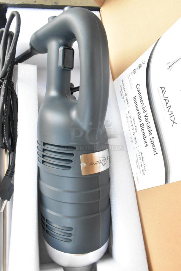 Brand new AvaMix 928IBHD21 heavy-duty immersion blender, 21", 1 1/4 hp, 120V, visible label, in box.