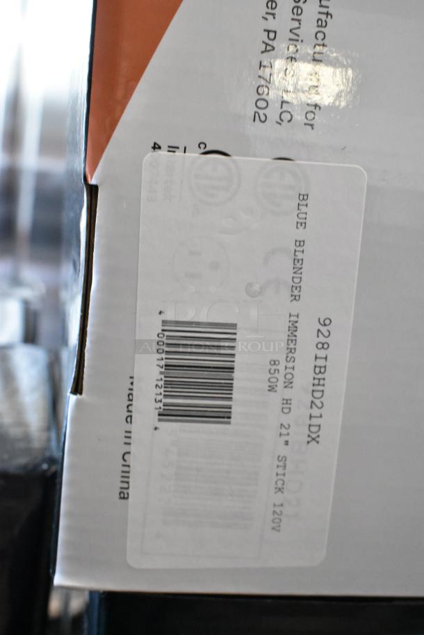 Box label for AvaMix 928IBHD21 21" Heavy-Duty Immersion Blender, 1 1/4 hp, 120V. Brand new, scratch and dent.