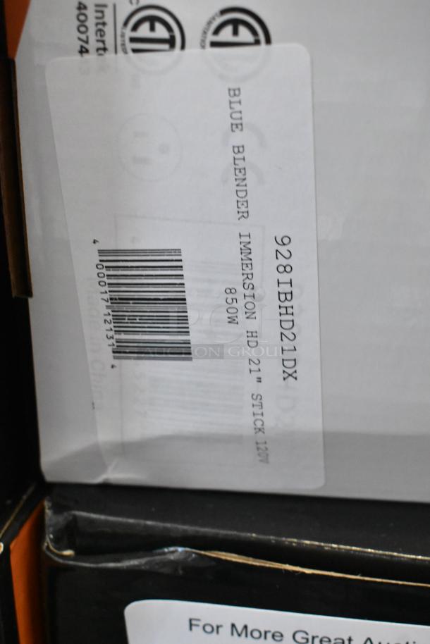 AvaMix 928IBHD21 21" heavy-duty immersion blender, brand new, 1 1/4 hp, 120V, scratch and dent, original box label visible.