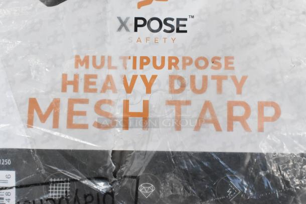 BRAND NEW Xpose BMT-1250 Safety Mesh Tarp, 12' x 50'. Heavy-duty, weatherproof 6.5 oz. Black, multipurpose use.