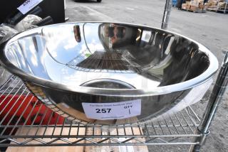 BRAND NEW SCRATCH AND DENT! Choice 407SSMXB30 30 Qt. stainless steel mixing bowl, reflective finish, with auction label.