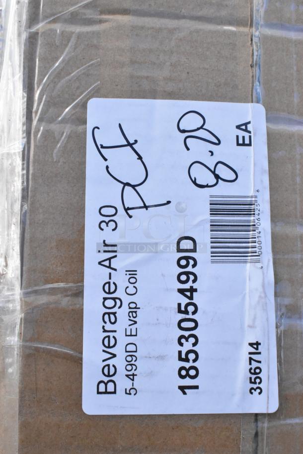 Beverage-Air 185305499D evaporator coil box, labeled "Scratch and Dent," compatible with SP, UC, VSP, VUR, VWR, WT series.