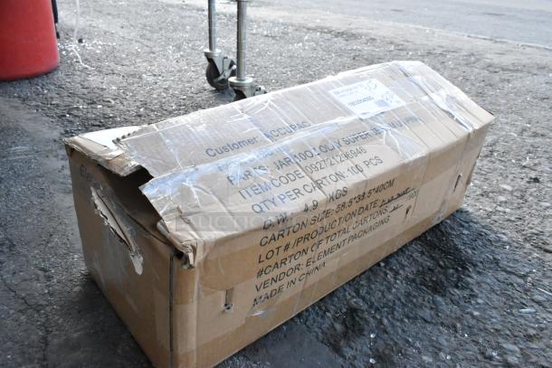 Cardboard box labeled for shipment, slightly damaged. Contains Beverage-Air 305-499D evaporator coil, new, scratch, and dent condition.