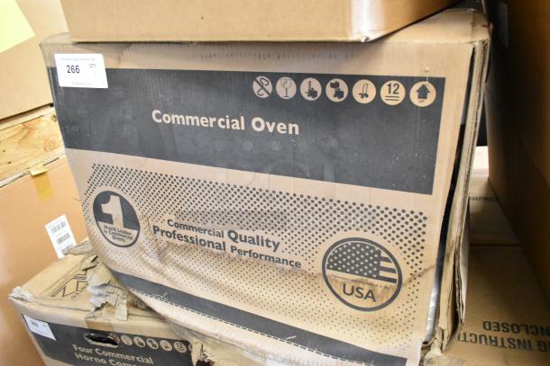 Brand new Menumaster MFS18TS stainless steel commercial microwave oven in box. Box shows minor wear, labeled for quality and USA made.