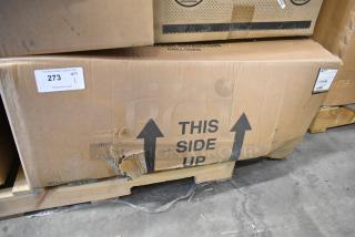Box containing a new Prince Castle EHB24F2-JIB16 Stainless Steel Holding Bin, labeled "This Side Up," slight box damage evident.