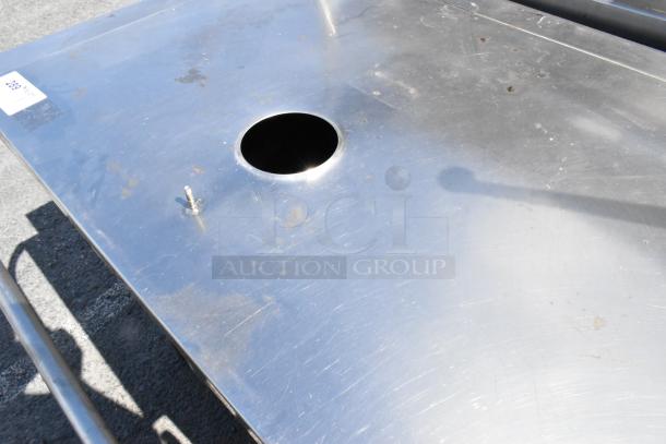 Stainless Steel Commercial Manual Tilt Braising Pan; visible wear, circular tilt mechanism, auction tag 289.