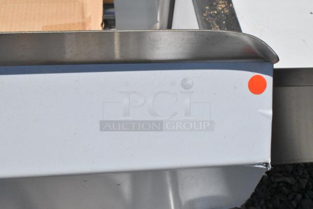 Brand new Advance Tabco FC-3-1620 stainless steel commercial 3 bay sink, scratch and dent condition, red dot sticker.