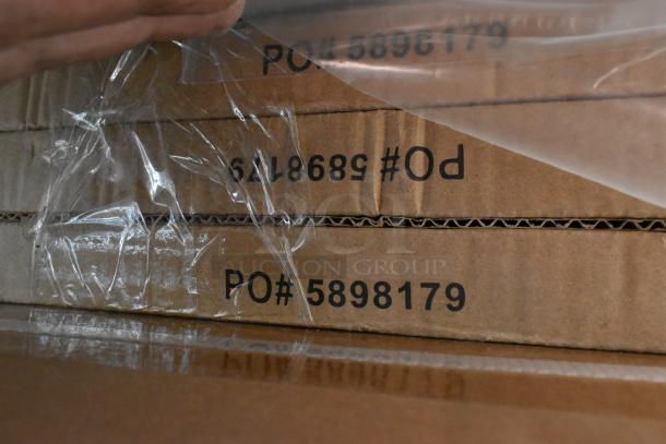 Cardboard boxes labeled "PO# 5898179" with protective plastic wrap. Set of 20 scratch and dent items.