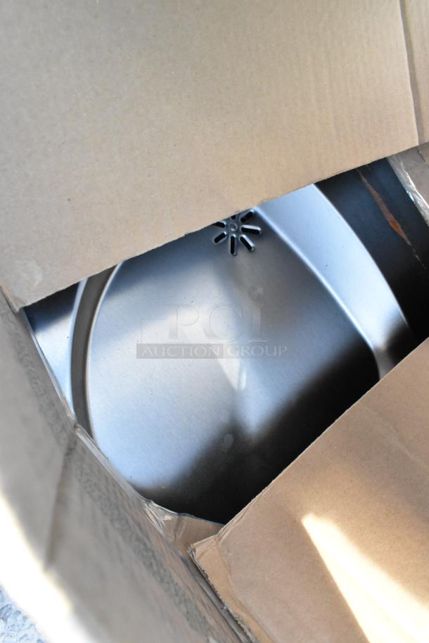 Two metal wall mount water fountains, includes Oasis PG8ACSL model, partially visible in box, stainless steel finish.