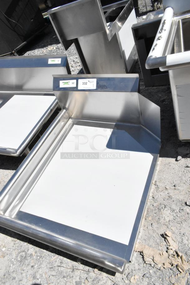 Regency 600CDT24L 2' clean dish table with left drainboard, 16-gauge stainless steel, brand new, no legs, scratch and dent condition.