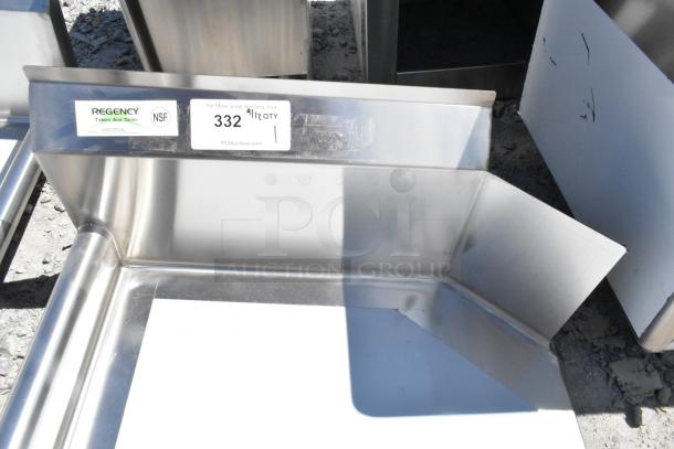 Regency 600CDT24L 16 Gauge 2' Clean Dish Table, left drainboard, no legs, brand new scratch and dent, NSF certified.