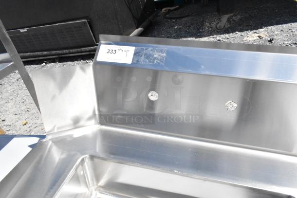 BRAND NEW Regency 600DDT48R 4' Soiled Dish Table, right drainboard, 16 gauge, scratch and dent. No legs. Label: "333 9/7 qty".