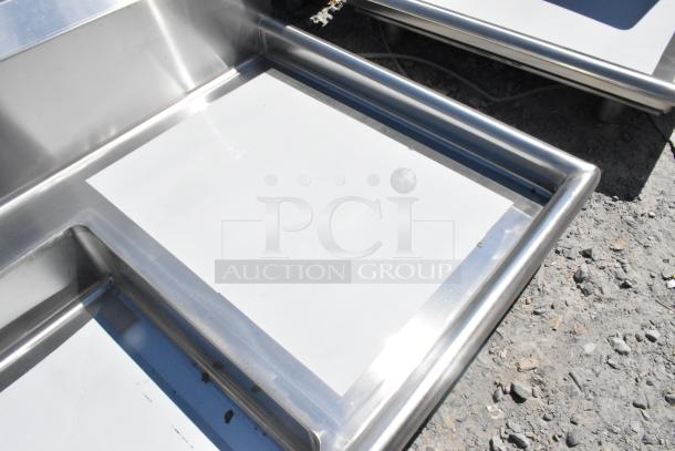BRAND NEW Regency 600DDT48R 4' Soiled Dish Table, 16 Gauge Stainless Steel, Right Drainboard, No Legs, Scratch and Dent.