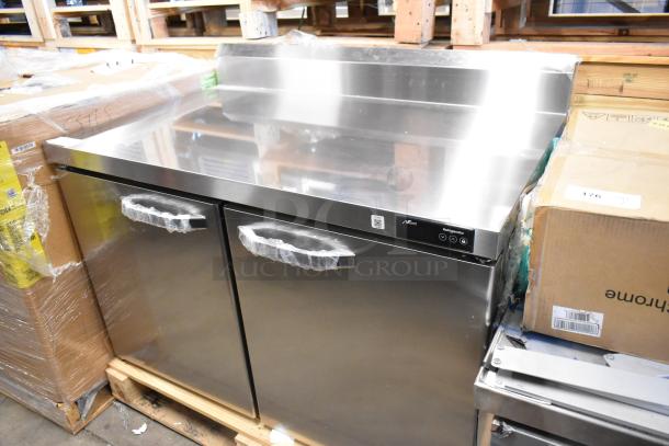 Brand new Blue Air BLUR48-HC stainless steel 2-door worktop cooler. Scratch and dent condition, 115 volts, 1 phase.