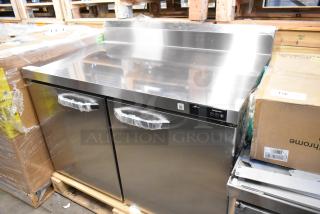 Brand new Blue Air BLUR48-HC stainless steel 2-door worktop cooler. Scratch and dent condition, 115 volts, 1 phase.