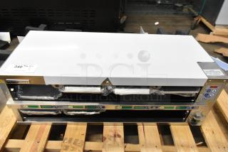 Brand new Prince Castle EHB24F2-JIB16 stainless steel holding bin, 208-240V, 1 phase, slight scratch and dent, labeled.