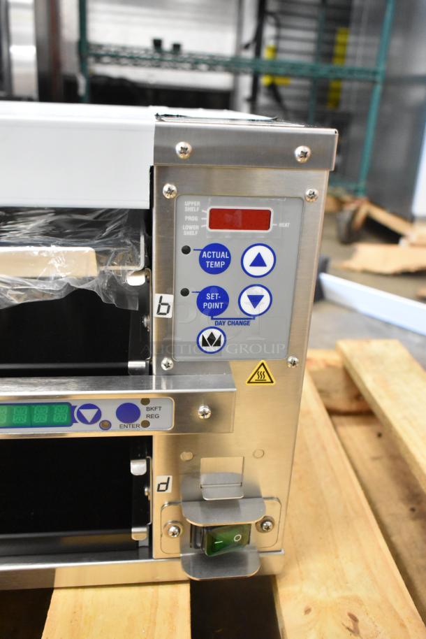 Brand new Prince Castle EHB24F2-JIB16 stainless steel holding bin, 208-240V, 1 Phase, digital controls visible.