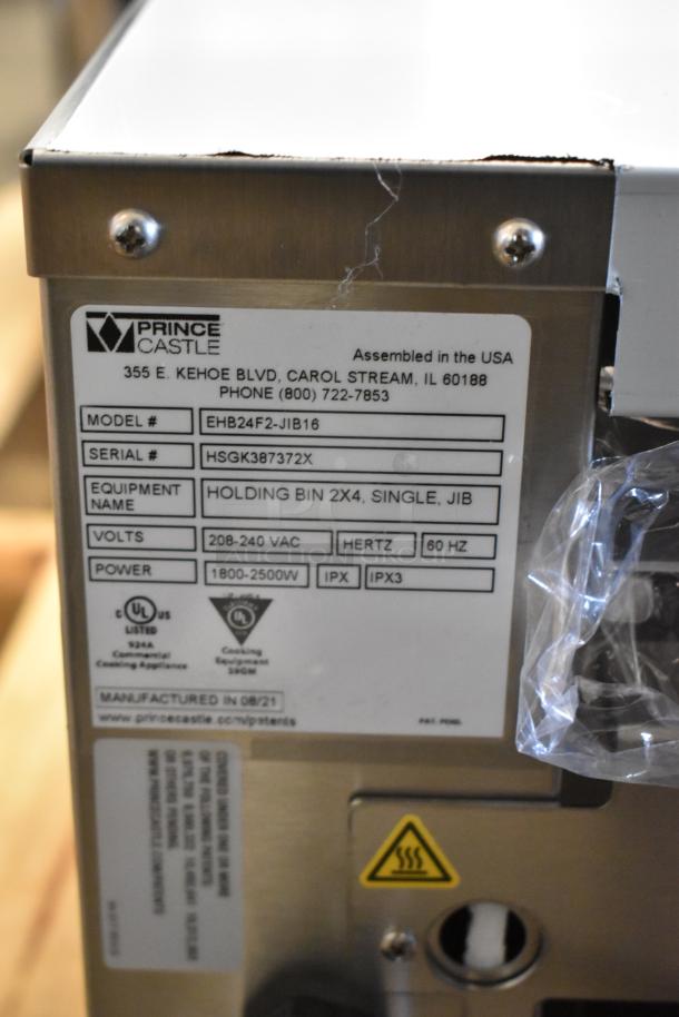 BRAND NEW SCRATCH AND DENT Prince Castle EHB24F2-JIB16 stainless steel holding bin, 208-240V, model tag shown.