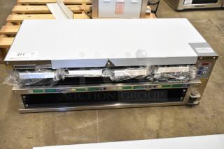 Brand new Prince Castle EHB24F2-JIB16 stainless steel holding bin, 208-240V, 1 Phase, with packaging intact.