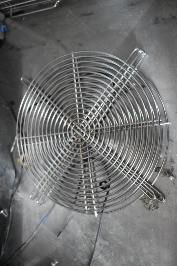 Desmon GBF-15+ETL stainless steel fan cover of a 2020 commercial blast chiller shock freezer, visible wiring.