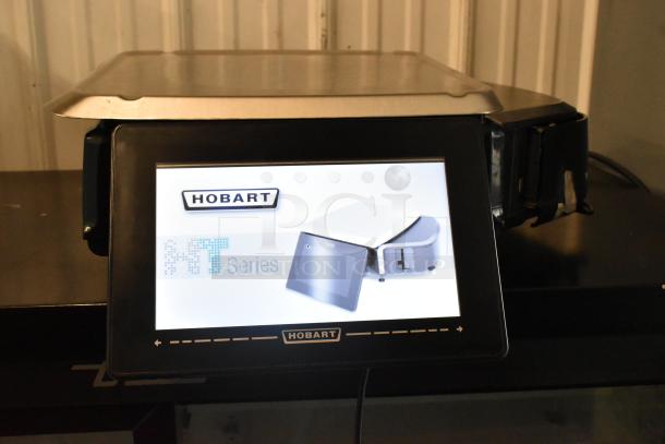 Brand new 2017 Hobart HTi metal commercial food portioning scale, 120/208-240V, 1 phase, in box, touchscreen display.