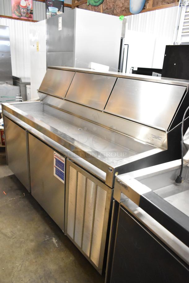 Brand new 2025 Delfield F18DC72P-DOM stainless steel prep table with commercial casters, 115V, 1 Phase, tested and working.