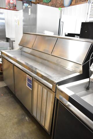 Brand new 2025 Delfield F18DC72P-DOM stainless steel prep table with commercial casters, 115V, 1 Phase, tested and working.