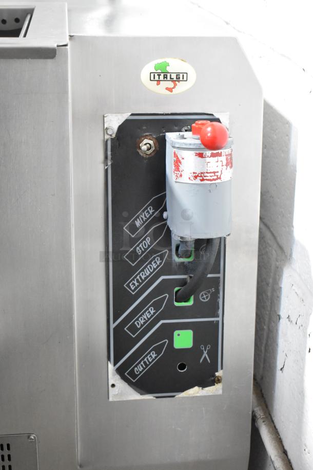Italgi P35A Stainless Steel Commercial Pasta Extruder, 220V, with labeled control panel and Italgi branding.