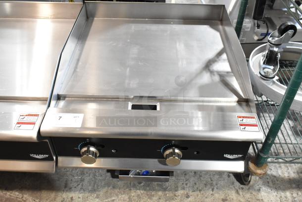 BRAND NEW Vollrath GGMDM-24 24" stainless steel countertop griddle. Medium-duty, manual controls, 56,000 BTU, tags visible.