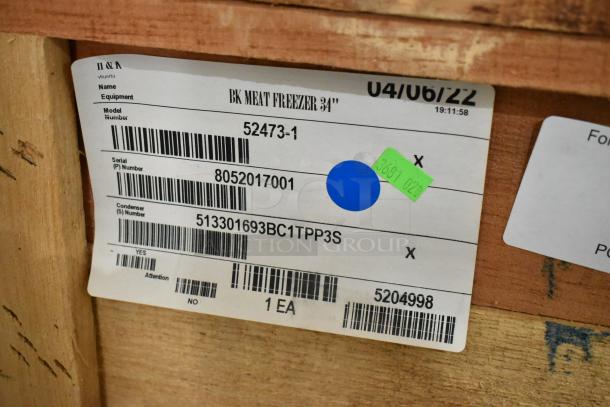 Stainless steel H&K 52473-1 French fry freezer, new in crate, with fry basket holder, on casters. 115V, 1 phase.