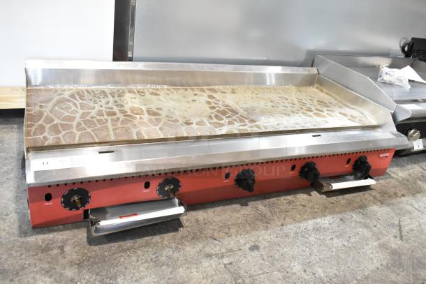 Brand new Avantco 177CAG60TG 60" stainless steel gas griddle, 175,000 BTU, with thermostatic controls. Scratch and dent condition.
