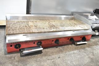 Brand new Avantco 177CAG60TG 60" stainless steel gas griddle, 175,000 BTU, with thermostatic controls. Scratch and dent condition.