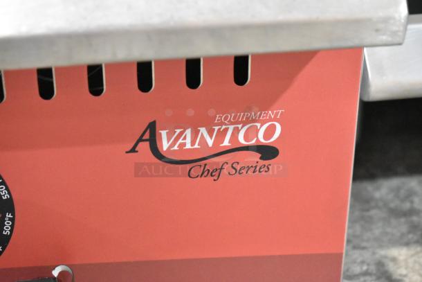 Brand new Avantco 177CAG60TG Chef Series gas griddle, stainless steel, 60", 175,000 BTU, thermostatic controls, minor dents.