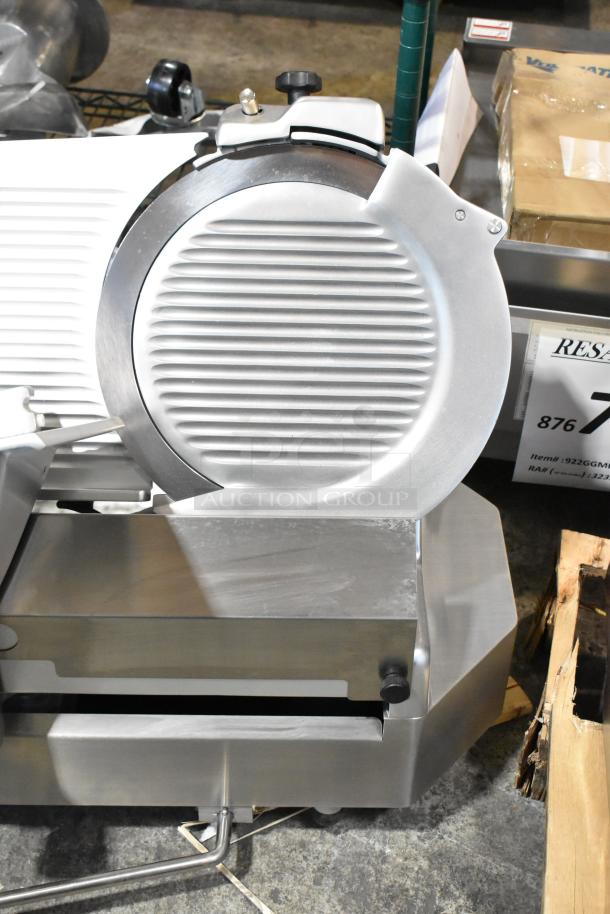 BRAND NEW Estella 348SLAS13 Stainless Steel 13" Meat Slicer, with blade sharpener, manual use option, 120V, 1 Phase.