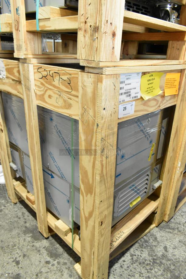 New 2022 H&K 52473-1 stainless steel commercial French fry freezer, with fry basket holder, in crate on casters, 115V, 1 phase.