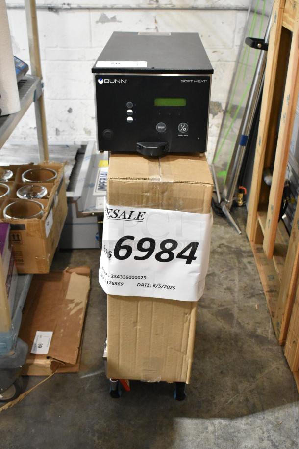 Brand new 2024 Bunn SINGLE SH DBC stainless steel commercial brewer. Scratch and dent condition, with lower faucet. Model 33600.0029, operates on 120 volts, 1 phase.